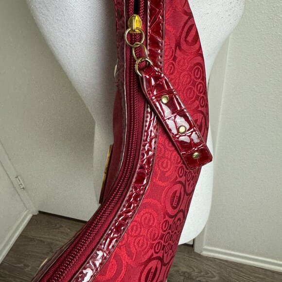 Cute Red Shoulder Bag Croc Style Fabric - Picture 6 of 13